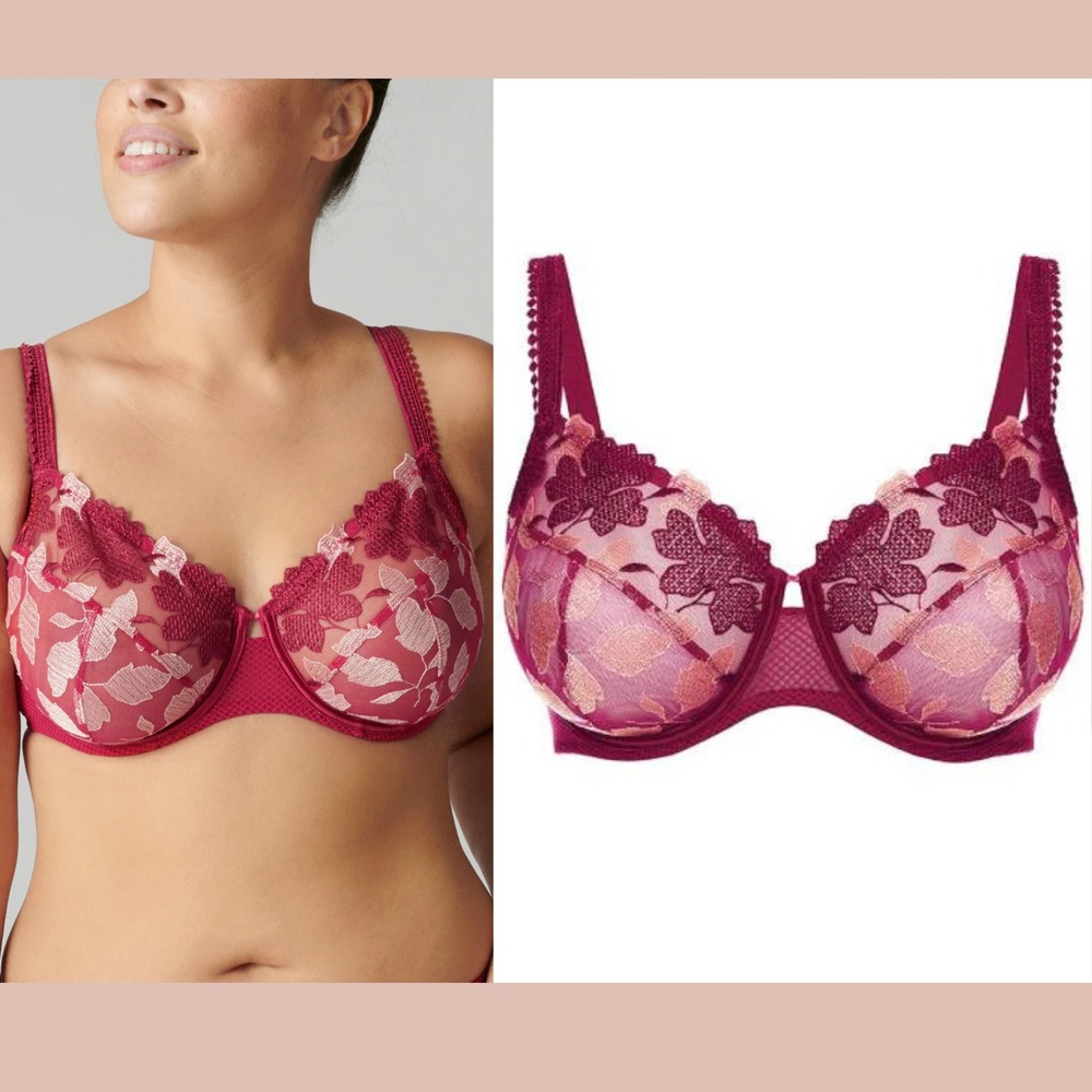 NEW $105 Simone Perele [ 38D INT ] Dahlia Full Cup Support Bra‎ Raspberry T2106
